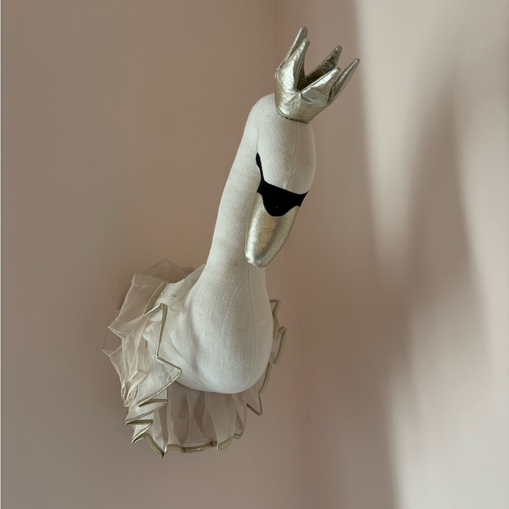 Pottery Barn Kids Swan Wall Decor with Silver Accents